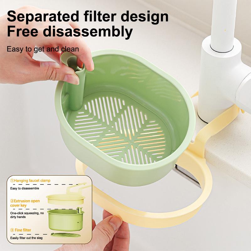Two-In-One Sink Hanging Strainer Basket Openable Bottom Cover Detachable Kitchen Garbage Filter Multifunctional Quickly Drain