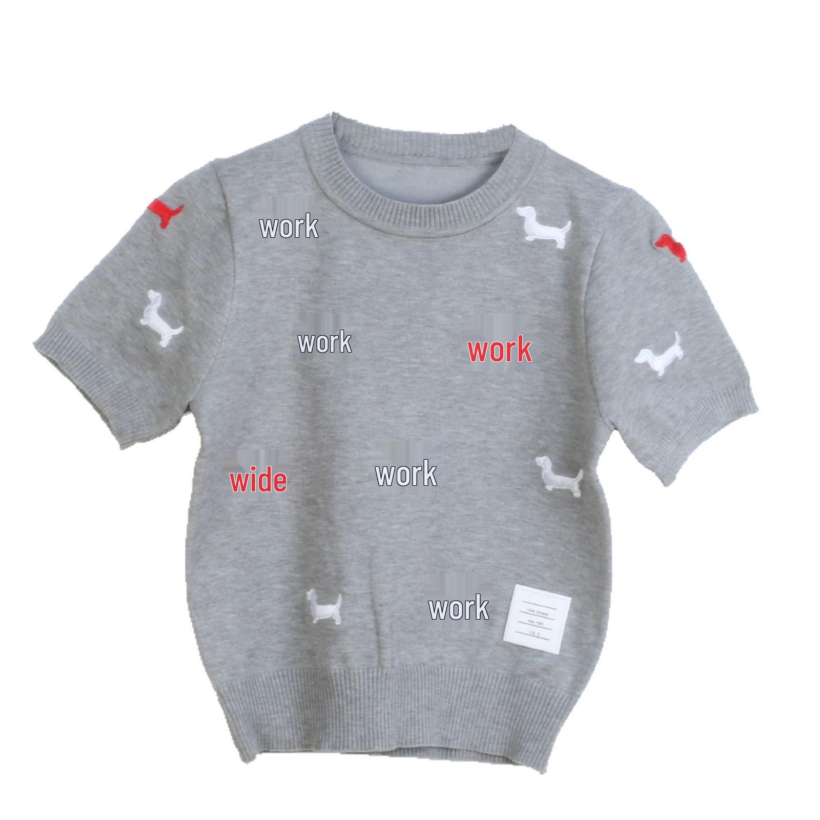 

Женский трикотажный топ с коротким рукавом и принтом щенков - Весна/Лето Универсальный трендовый дизайн L