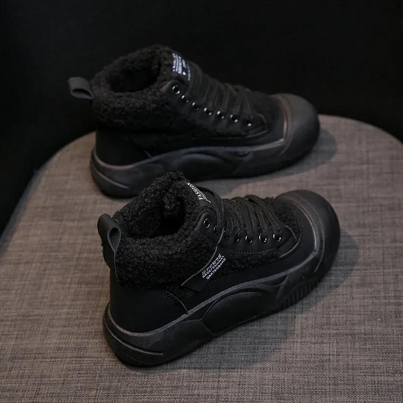 

Плюшевые женские кроссовки Зимние новые теплые повседневные туфли Овечья шерсть Хлопковая обувь Платформа Женская обувь Вулканизированная обувь 35