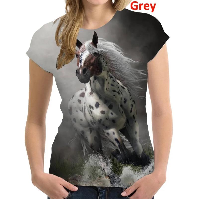 

Модная 3D-печатная футболка с изображением лошади и животных, женские забавные футболки с короткими рукавами, женские топы, футболка-пуловер 6XL небесно-голубой