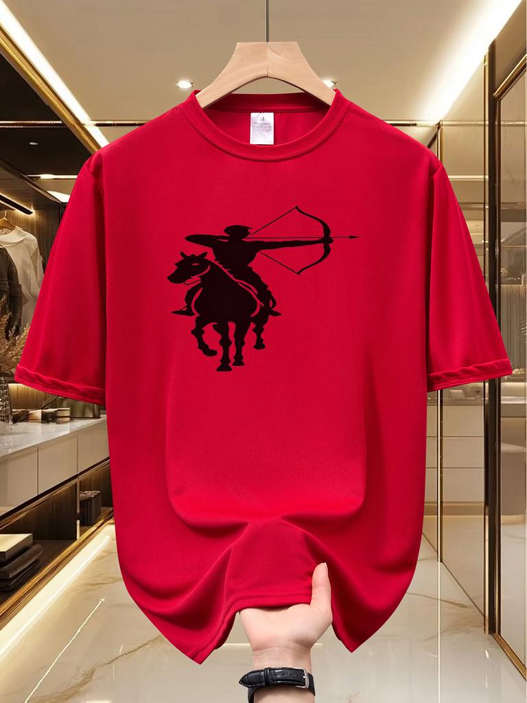 Unisexs HorseUnisex Archer Silhouette Print T Shirt Summer Quick Dry Breathable White Short Sleeve Tee Vintage Warrior Graphic