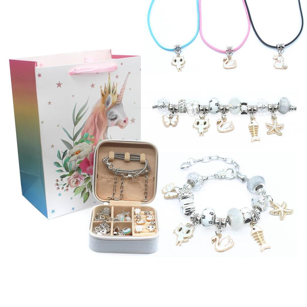 Unicorn Pink Crystal Beaded Bracelet DIY Kit for Kids