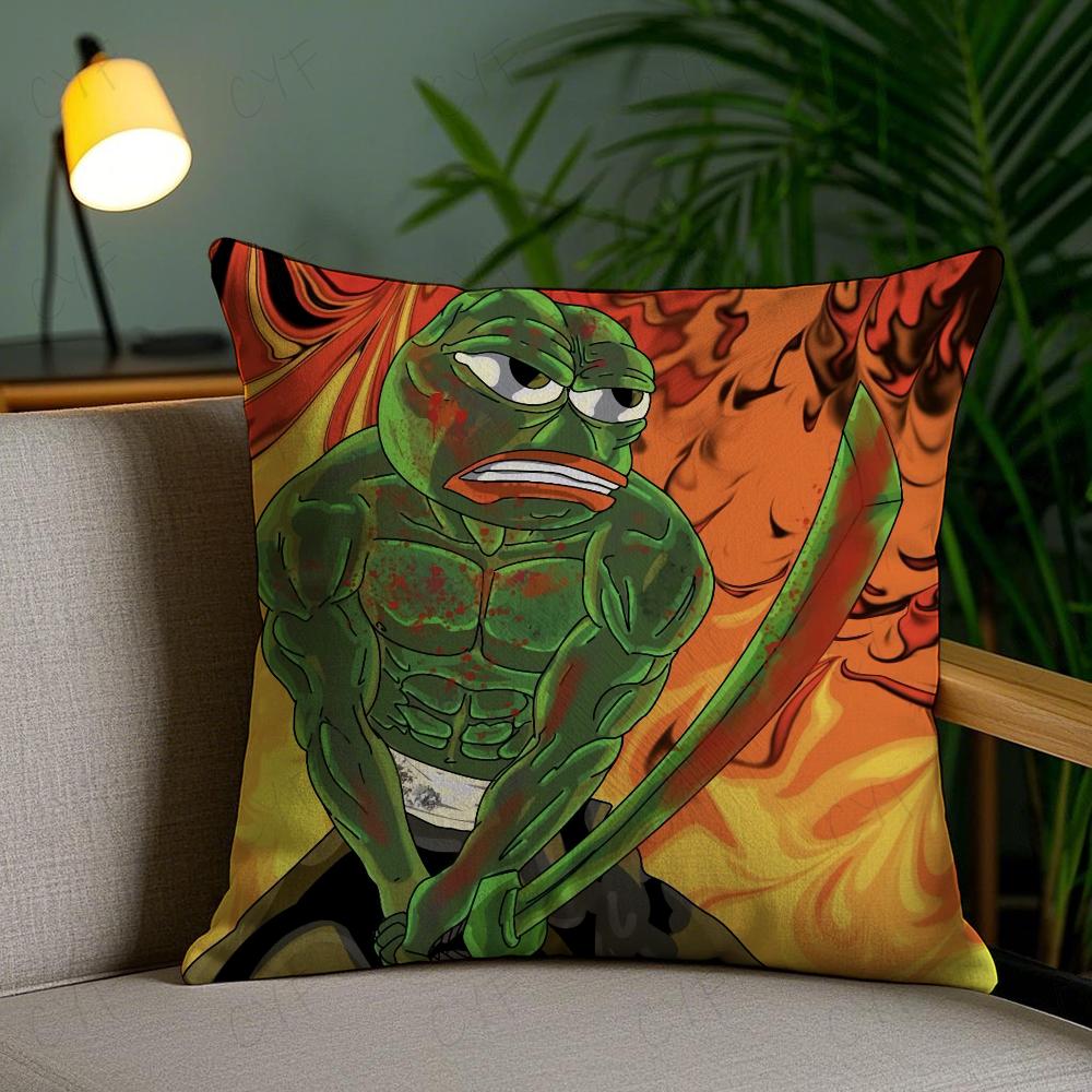 Sad Frog P-Pepe Pillow Case Anti-dustmite Pillowcase Invisible Zipper Silky Short Plush Sofa Cushion Cover
