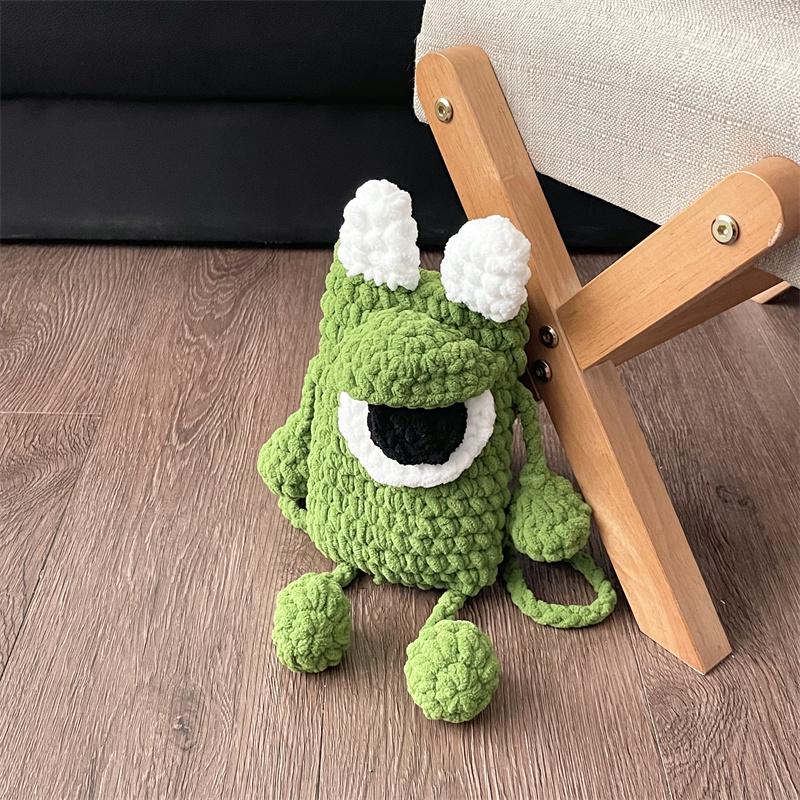 Cute Ugly Knitted Crossbody Bag for Walking Mobile Phone Small Bag Women New Style Cartoon Pattern Fabric