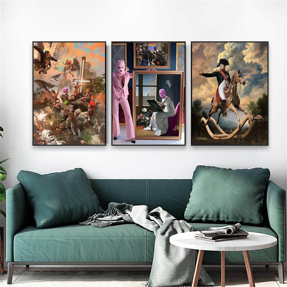 Fashion Altered Art Poster Funny Portrait Art Prints Oil Painting Baroque Prints Vintage Art Canvas Painting Room Decoration