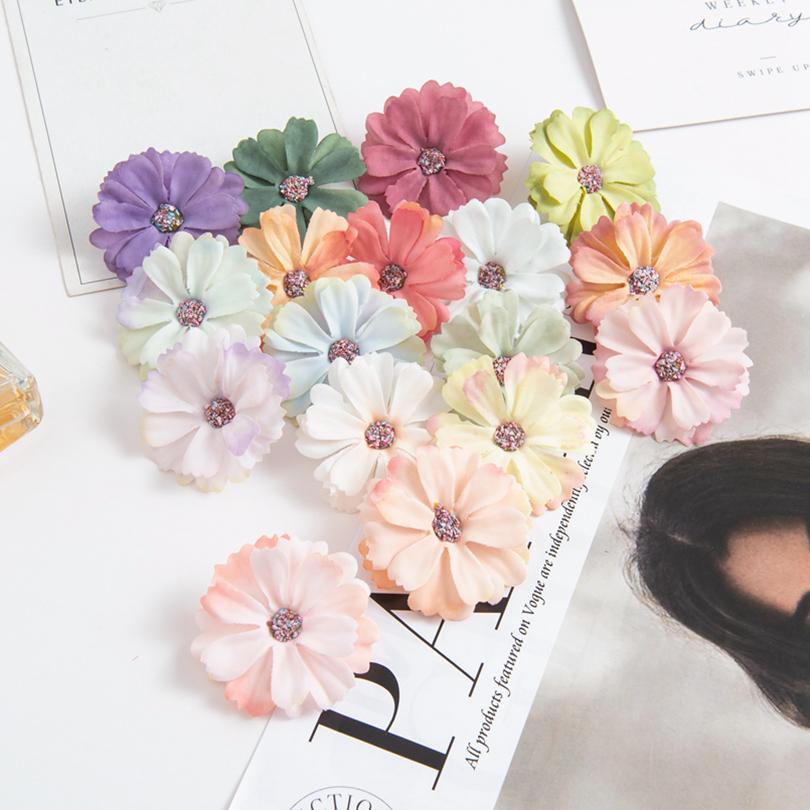 10/20pcs Artificial Flowers Cheap Daisy Heads Mini Home Wedding Decorations Diy Scrapbooks Fake Plants Festival Wreath Headdress