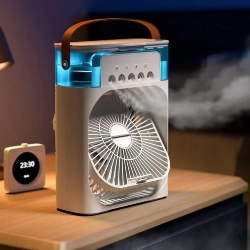 3-in-1 tragbarer Luftbefeuchter, Luftventilator, Klimaanlage, kleiner Haushaltsluftkühler, LED-Nachtlicht-Einstellventilator, Büro- und Heimventilator