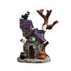 Yousheng Halloween Resin Ornament Creepy Haunted House Tomb Tree Demon Root Tombstone Statue with LED Light Cartoon Pumpkin Ghost Figurine Ornament