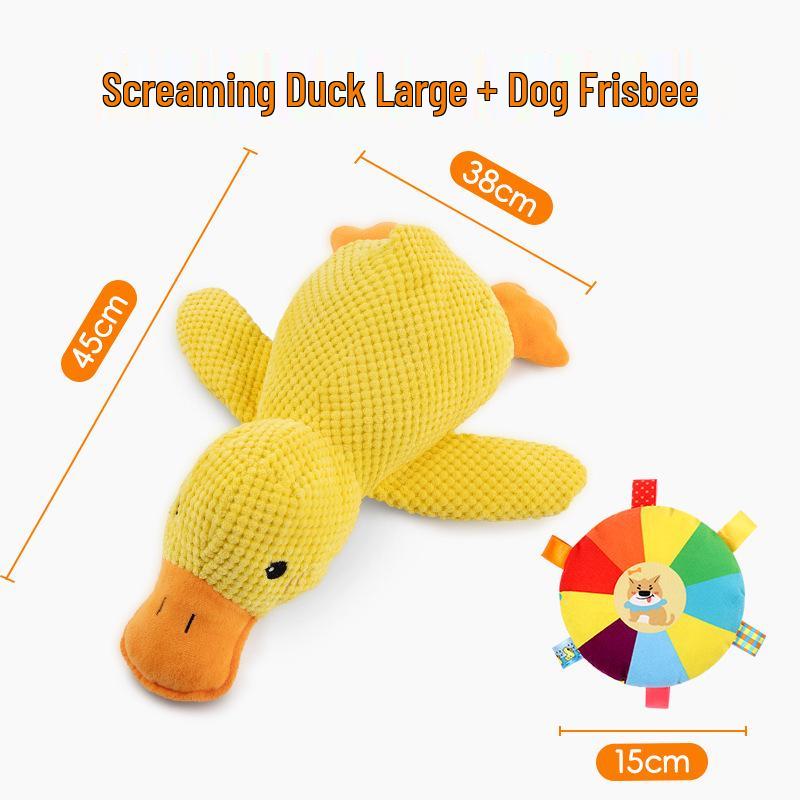 Durable Squeaky Yellow Duck Plush - Decompression Chew Toy for Dogs and Cats