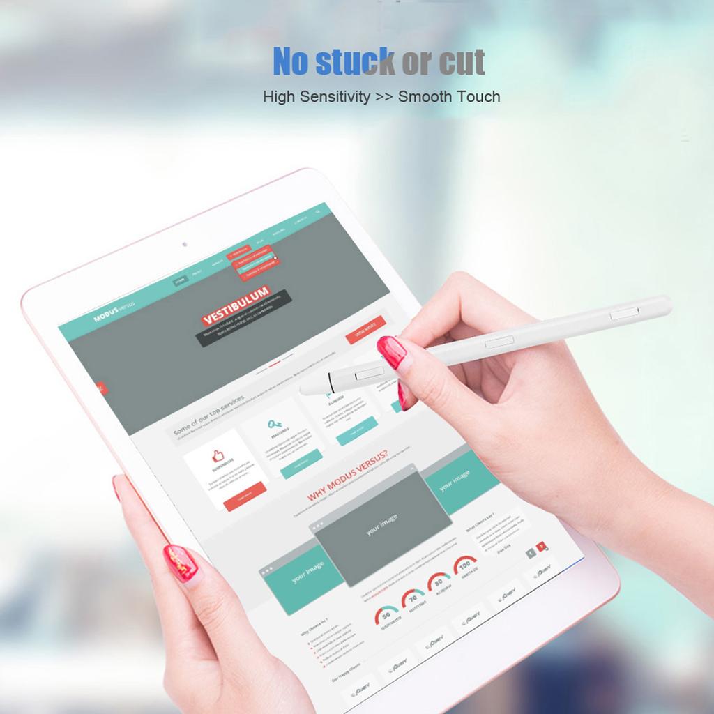 High Sensitivity Capacitive Stylus No Scratch Touch Pen for iPad with Built in Magnet   White