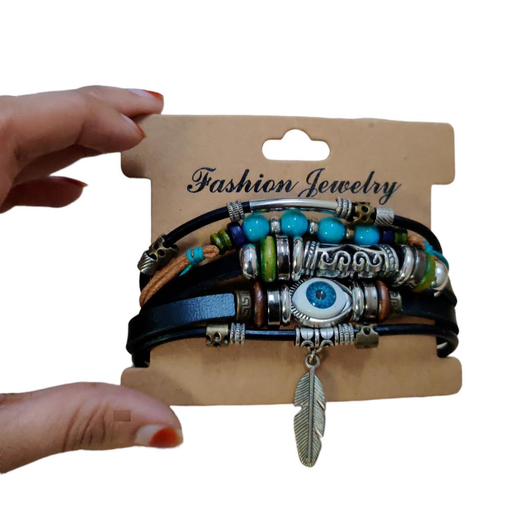 @ Fancy Adjustable Silver Feather Evil Eye Charms For Men & Women MJ-447-60%OFF