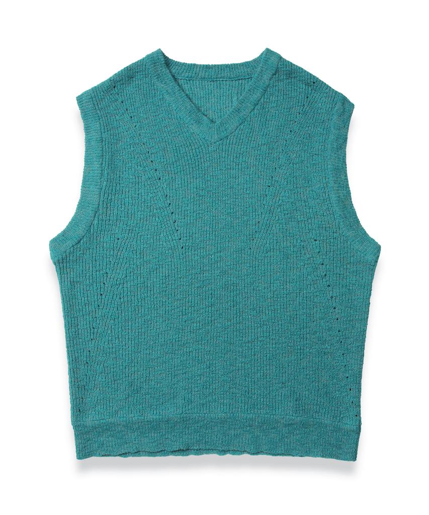 Doffjason Loose Fit Curly Knit Vest Teal Green