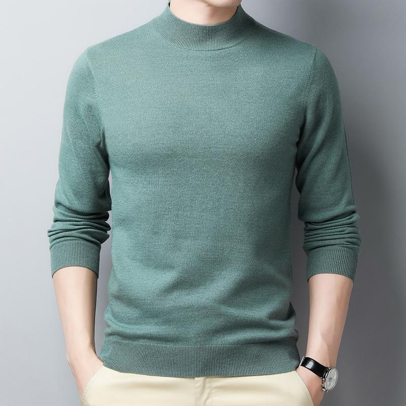 Autumn and Winter Men's Half Turtleneck Sweater Solid Color Mid-collar Sweater Winter Clothing Trendy Korean Men's Bottoming Shirt