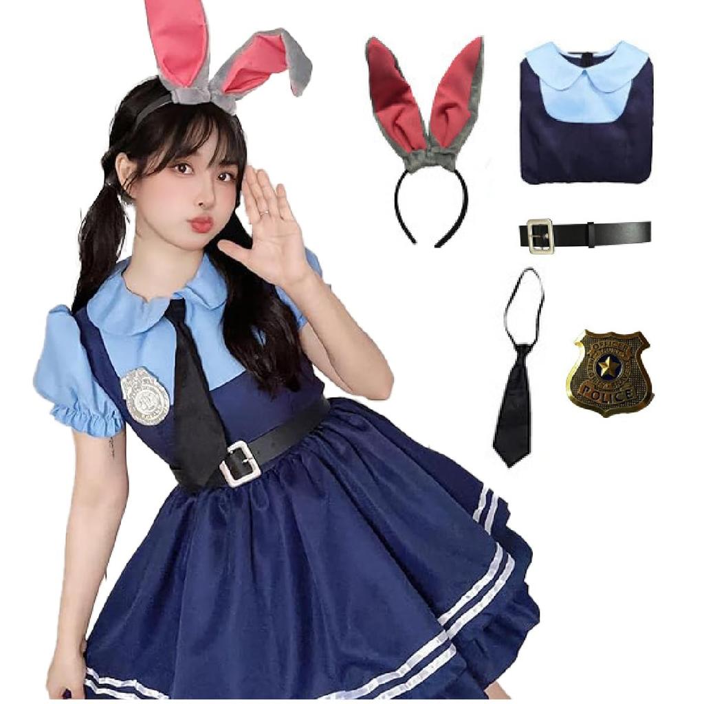 TSUKUMIRU Halloween Cosplay Rabbit Police Officer Judy Style from Zootopia (Size L)