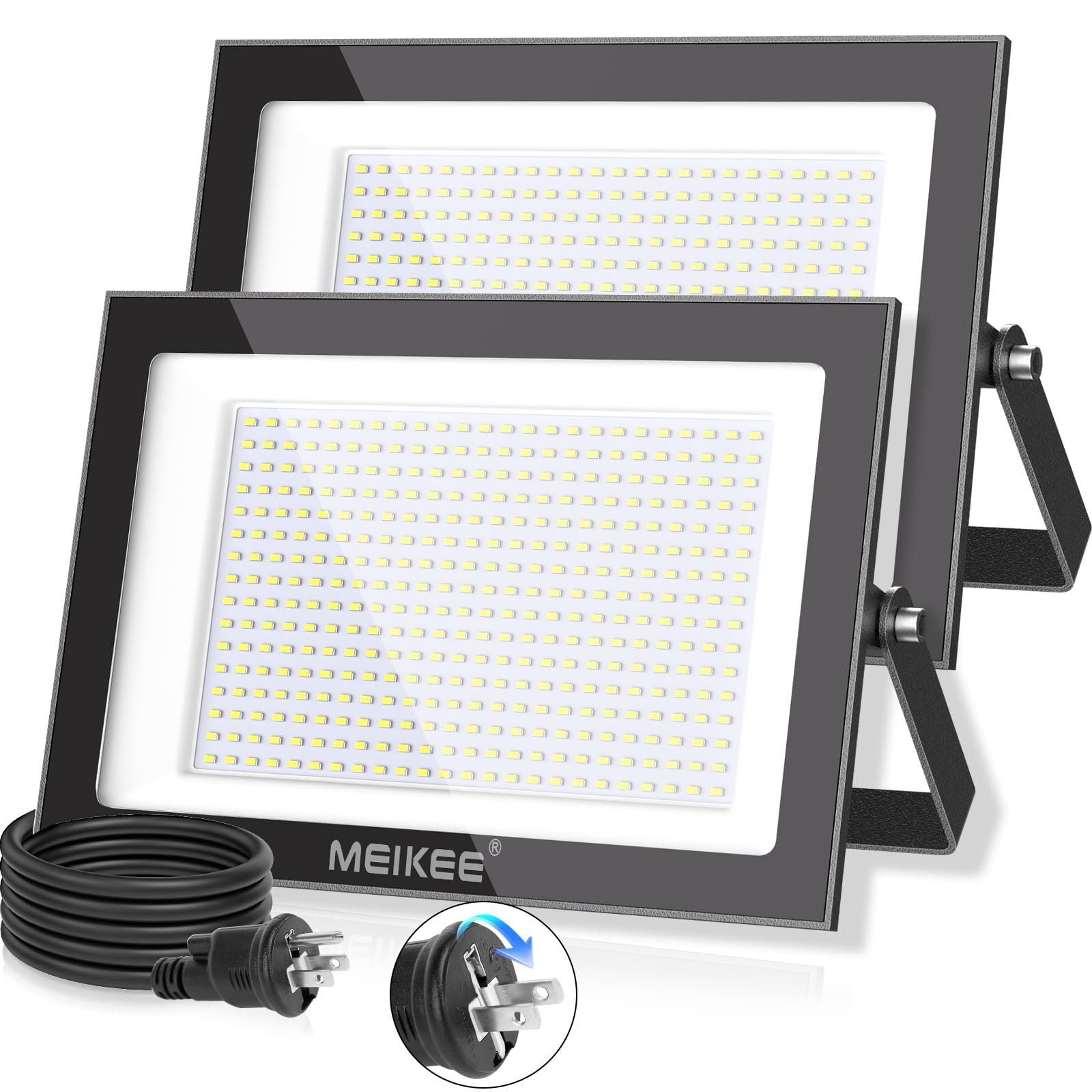 

MEIKEE [200W Ultra Bright LED Floodlights, Set of 2] LED Work Lights, Sign Lights, Nighttime Construction Lights, Daylight Color, Parking Lot Lights,