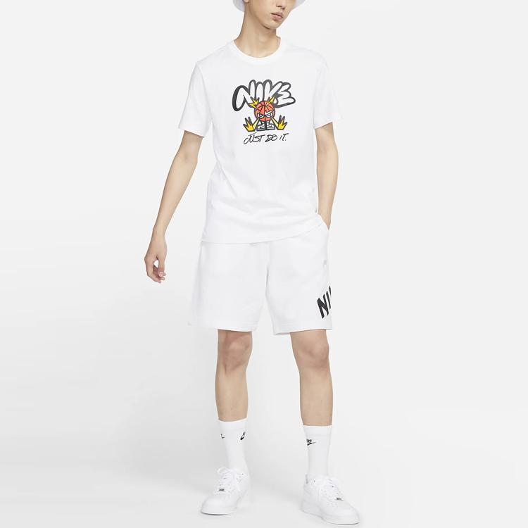 Nike Sportswear Fun Basketball Print Round Neck Short Sleeve T-Shirt Men Tops White DJ5362-100