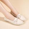 Women's White Leather Driving Moccasins Grey Flats Casual Slip On Plus Size Walking Summer Maternity Shoes
