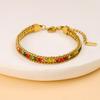 Pulsera en Capas de Acero Inoxidable y Oro de 18 Quilates con Circonita: Joyería Colorida y Versátil para Mujer