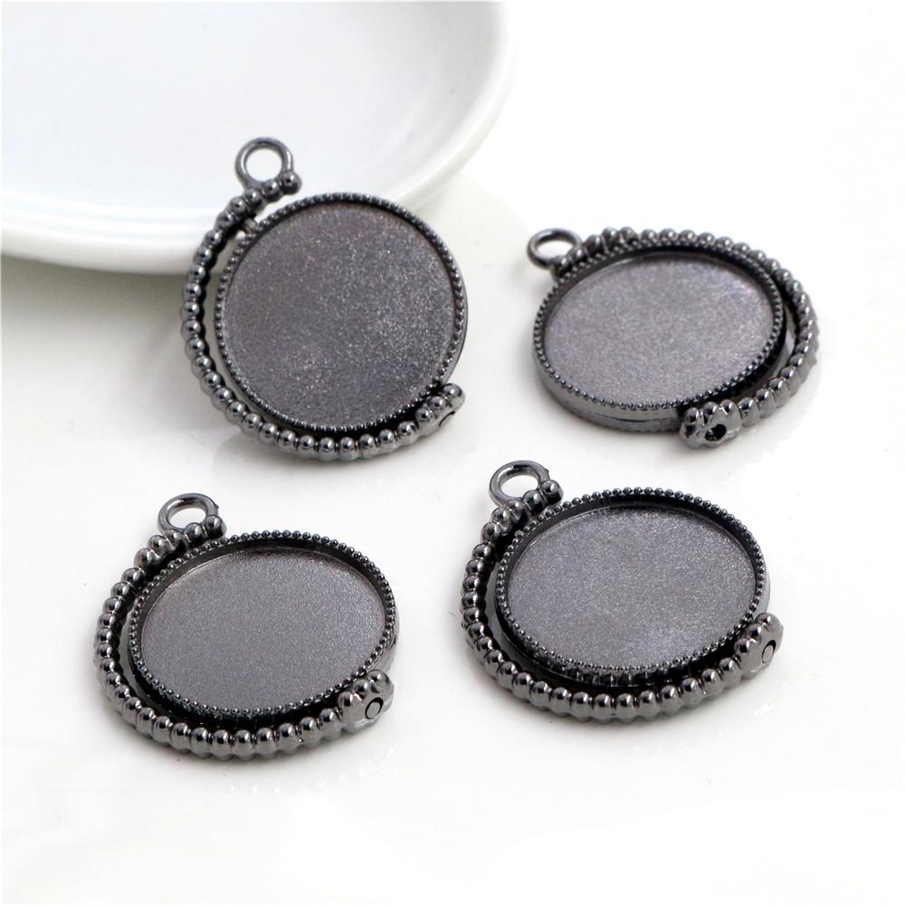 New Fashion 5pcs 25mm Inner Size Antique Silver Plated And Bronze Baroque Style Cabochon Base Setting Charms Pendant