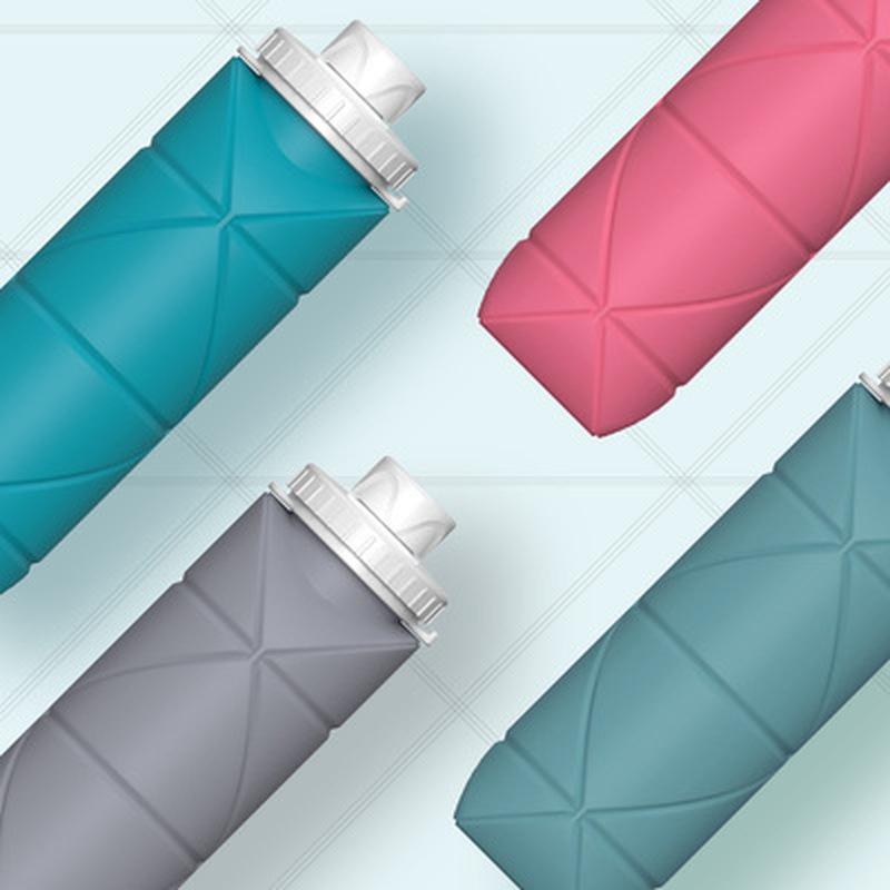 1Pc 600ml Foldable Space-saving Portable Reusable Silicone Sport Water Bottle Bag Bicycle Camping Portable Water Bottles