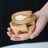 Wooden Mini Cat Shaped Sauce Dish Japanese Cartoon Style Small Condiment Bowl for Soy Sauce Vinegar Appetizer Snack Tableware