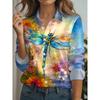 Elegante Damenhemden 2026 Vintage Floral Print Frühling Herbst Bluse Reverskragen Bluse Damen Langarm Locker Lässig Hemden