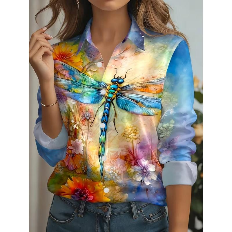 Elegante Damenhemden 2026 Vintage Floral Print Frühling Herbst Bluse Reverskragen Bluse Damen Langarm Locker Lässig Hemden