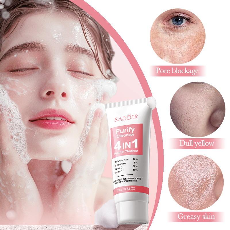 4-In-1 Multi-effect Cleanser SADOER Pore Purification Cleansing Facial Cleanser