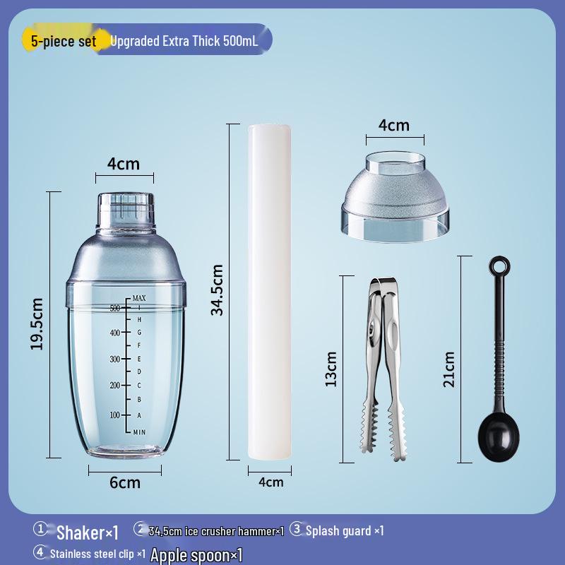 Set Shaker per Cocktail e Tè con Frusta e Bastoncino Tritaghiaccio