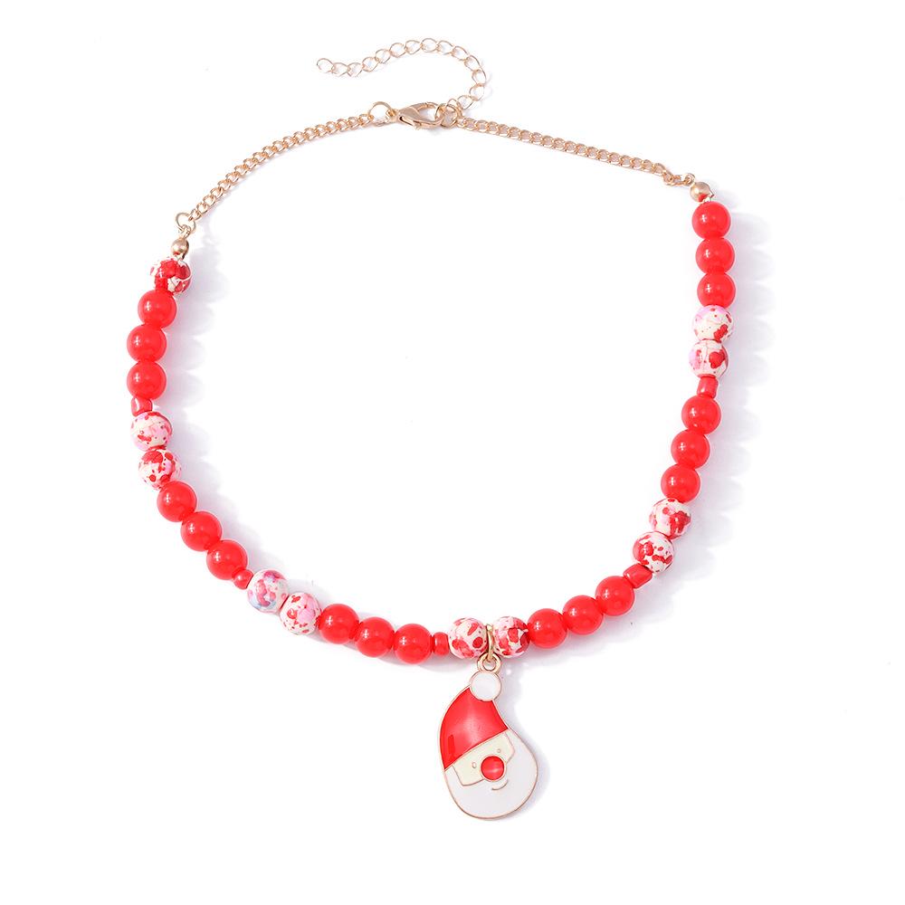 New Fashion Red Beaded Santa Claus Choker Necklace