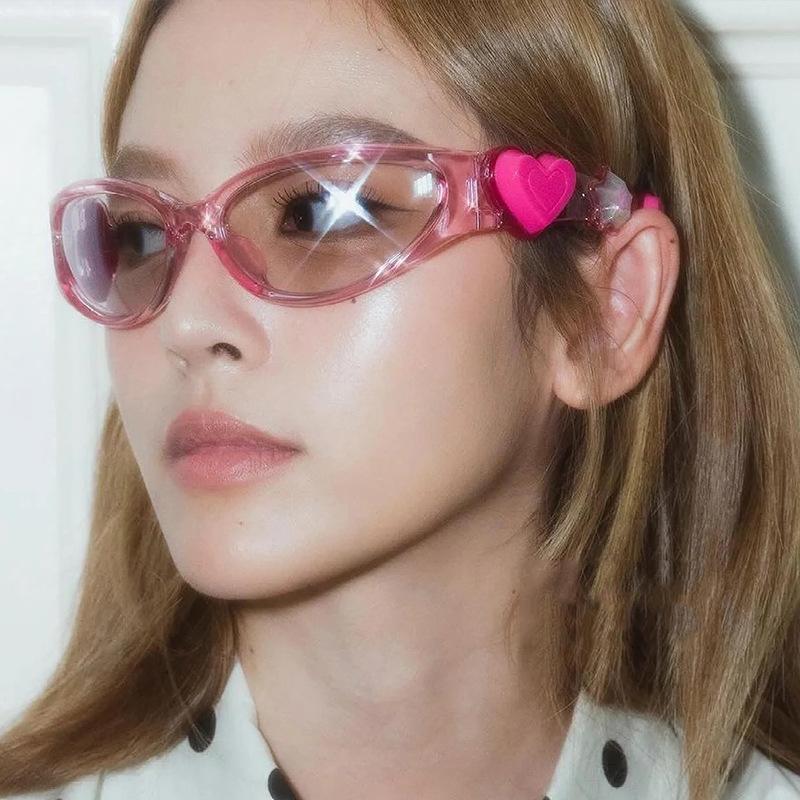 New Arrival Heart Flower Women's Sunglasses Punk Sunglasses Oval Sun Glasses Men Goggle Shades Mirror Colorful Y2K Eyewear