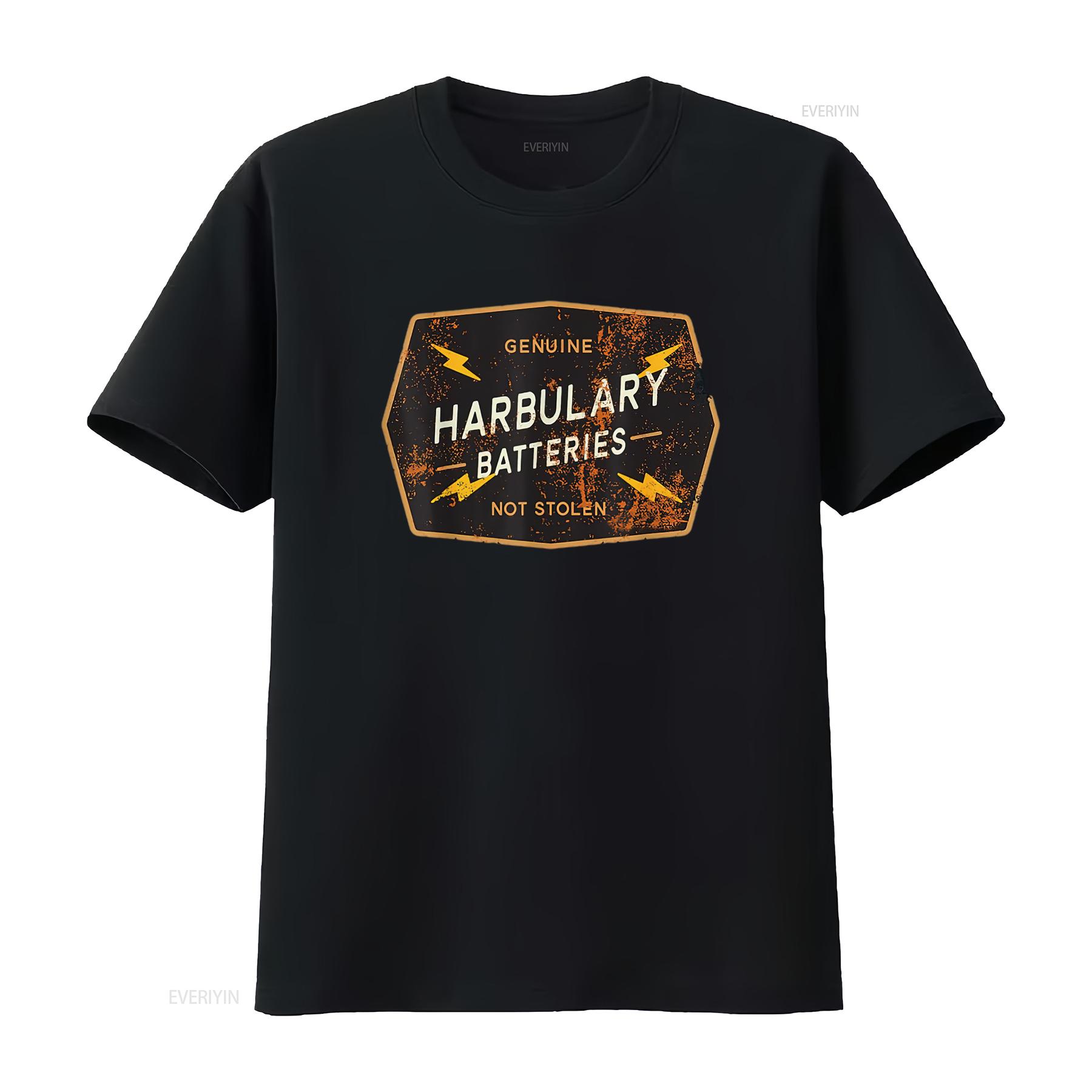 

Mens Funny HARBULARY BATTERIES Nerd Geek T Shirt White vintage Washed streetwear fashion Top For Everyday Wear Casual 4XL