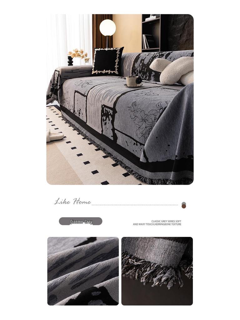 Elegant French Retro Chenille Sofa Cover - Chinese Style, Light Luxury, Full Coverage