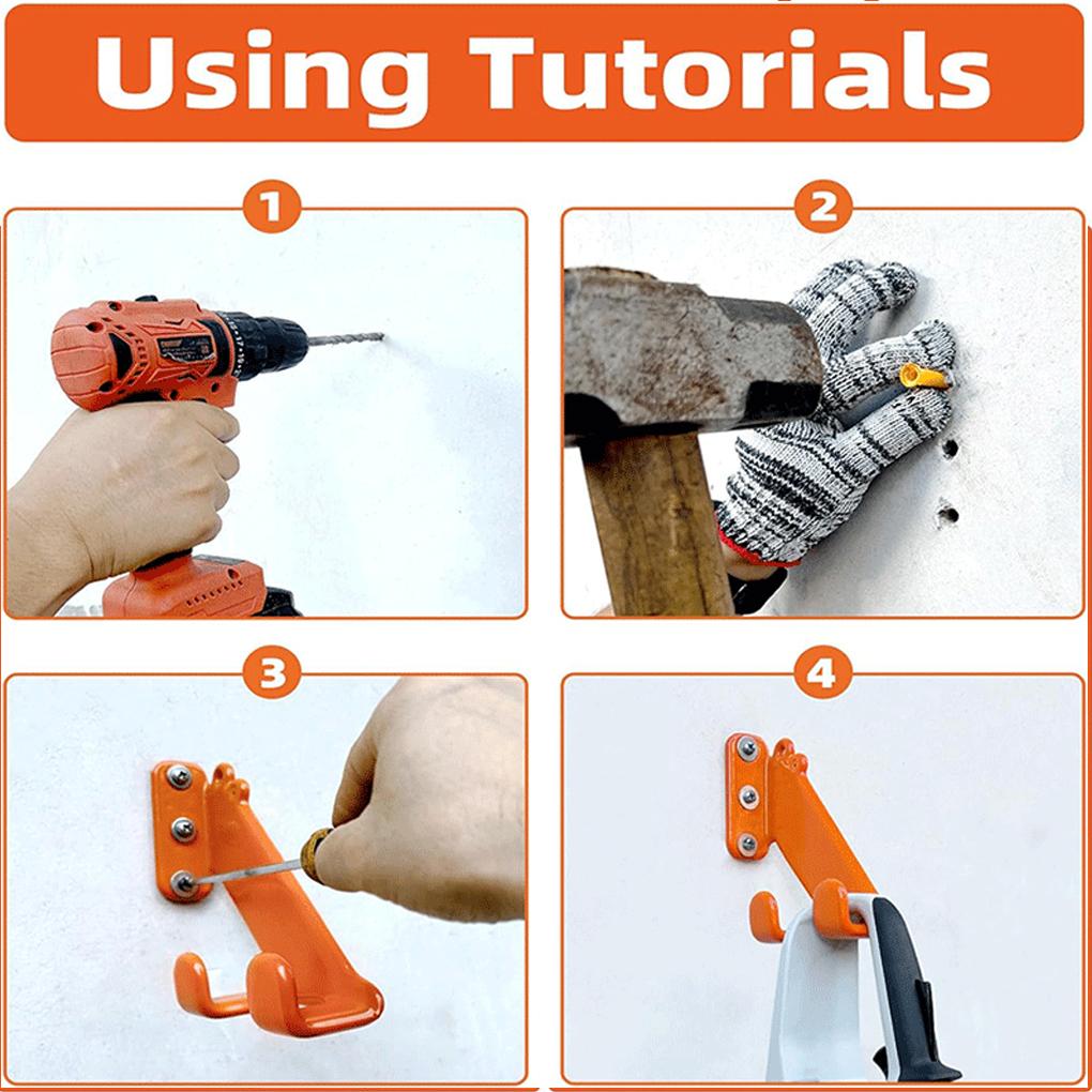 Orange Stainless Steel Hook Wall Mounted Bracket Garage Storage Rack Tool Storage Bracket