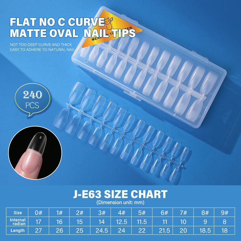 Dual-Use Seamless Transparent Frosted Nail Tips - Extendable Flat/Arc Design