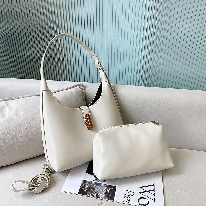Ielgy Simple Large-Capacity Portable Tote Bag Female Soft Leather Texture Casual Underarm Bag Trendy Fashion One-Shoulder Mother @