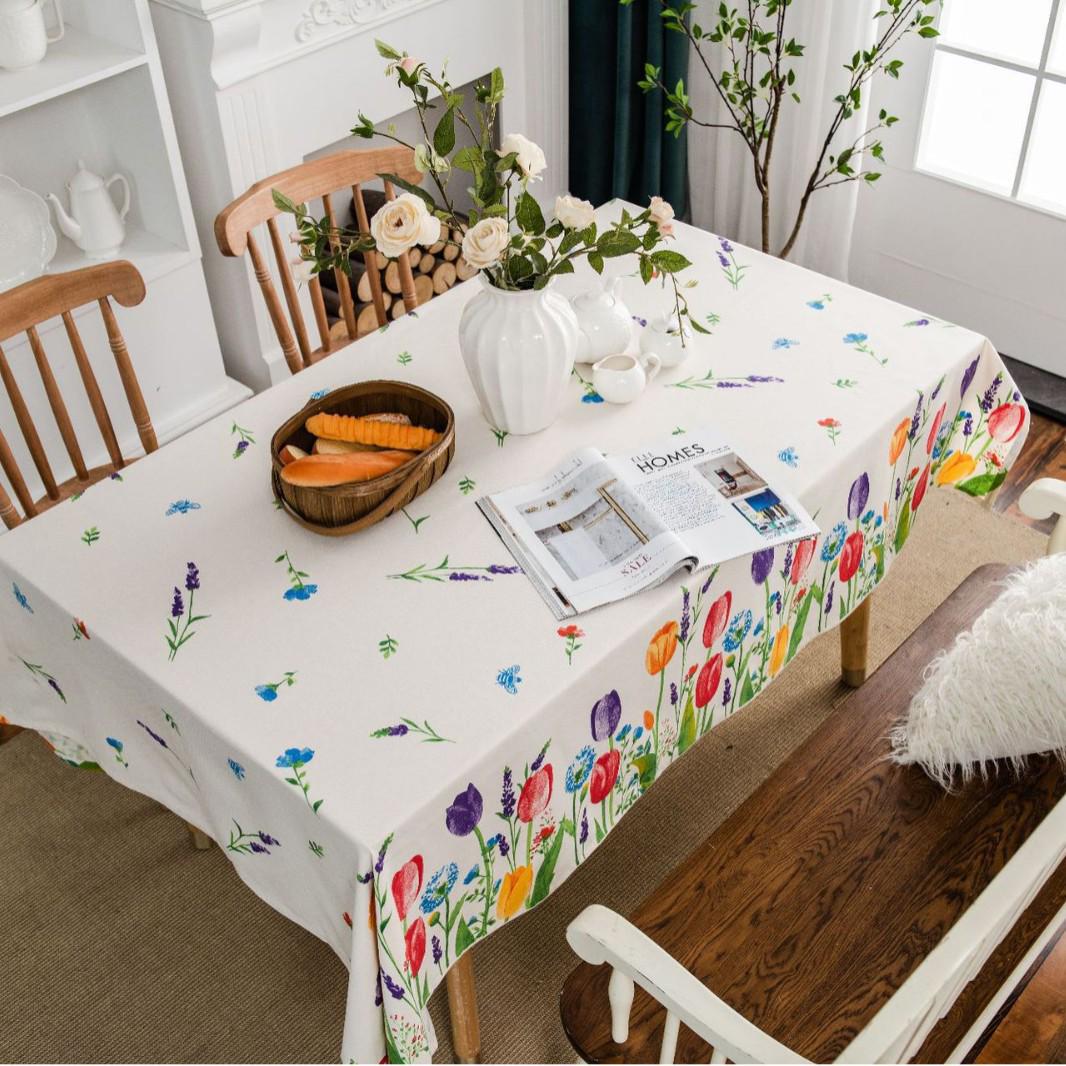 

Imanqi Yun Blue & White Porcelain Cotton Linen Tablecloth for Kitchen or Restaurant Custom Size