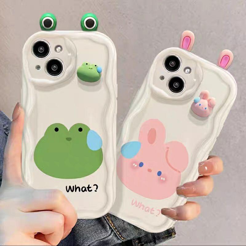 Cute 3D Bear Rabbit Ugly Frog Eyes Ears Phone Case For Realme C55 C67 C35 C33 C21Y C25Y C30 C30S C21 C15 8 12 Pro Plus 5G Cover