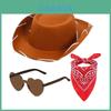 Kinder Western Stil Cowboyhut Brille Bandana Zubehör für Feiertagsparty Kostüm