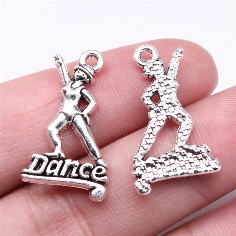 20pcs Charms Dance Antique Silver Color Dance Skirt Charms Jewelry Findings DIY Ballet Dance Charms Wholesale