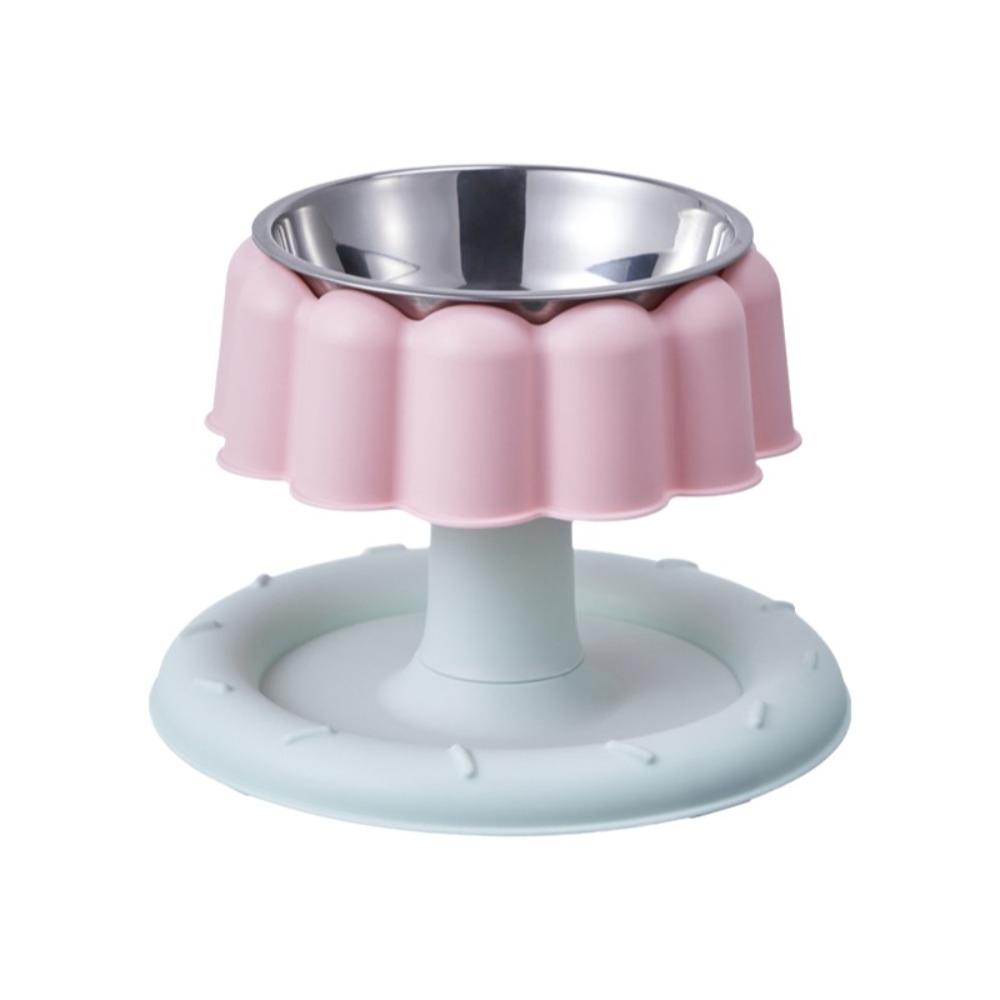 Non-Slip Base Pet Stainless Steel Bowl Cake Shape Stable Detachable Pet Bowl Elevated Design Cartoon Neck Protection Bowl