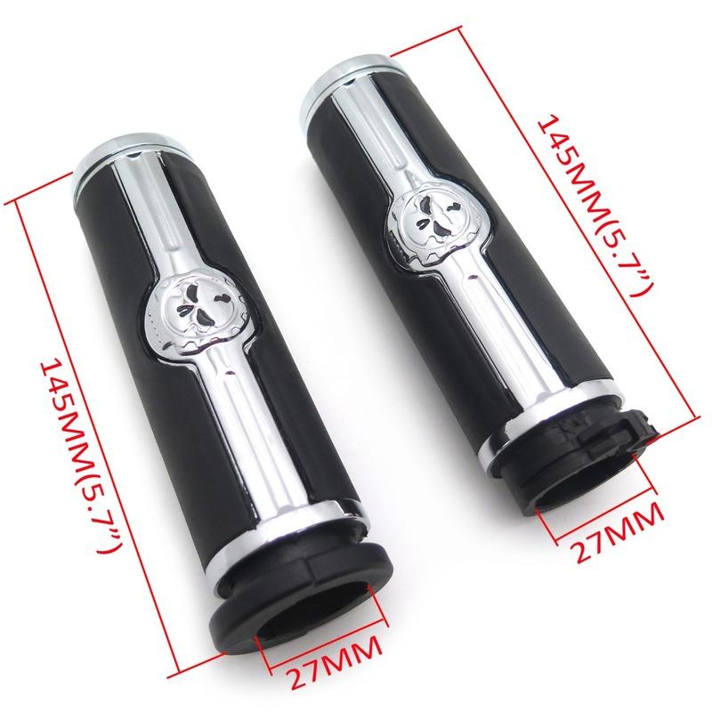 Motorcycle Parts Skull 1" Mechanical Hand Grips for Harley Davidson 1996-Later VRSC XL XR Dyna Softail YAMAHA Chrome/Black