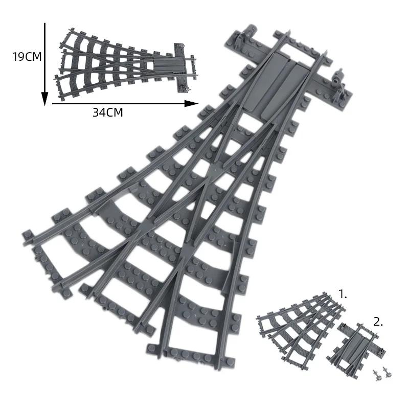 City Trains Diy Building Blocks Straight Curved Rail Bricks Parts Bridge Tunnel Model Soft Flexible Cross Tracks Railway Moc Toy
