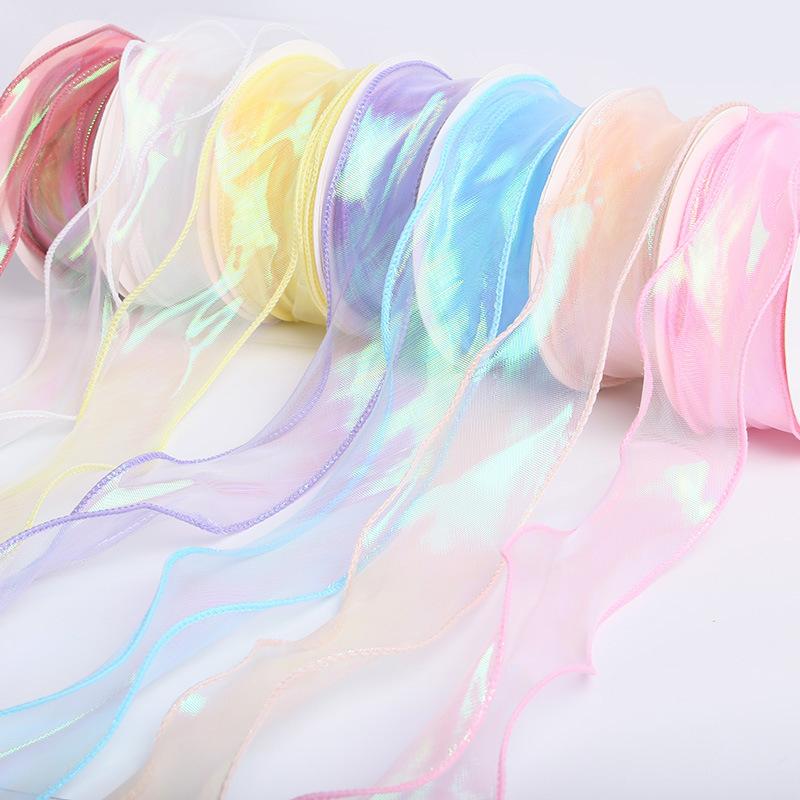 9M 4CM Fishtail Yarn Ribbon For DIY Bow Hair Ornament Bouquet Gift Wrapping Material Wave Silk Ribbons Party Decor