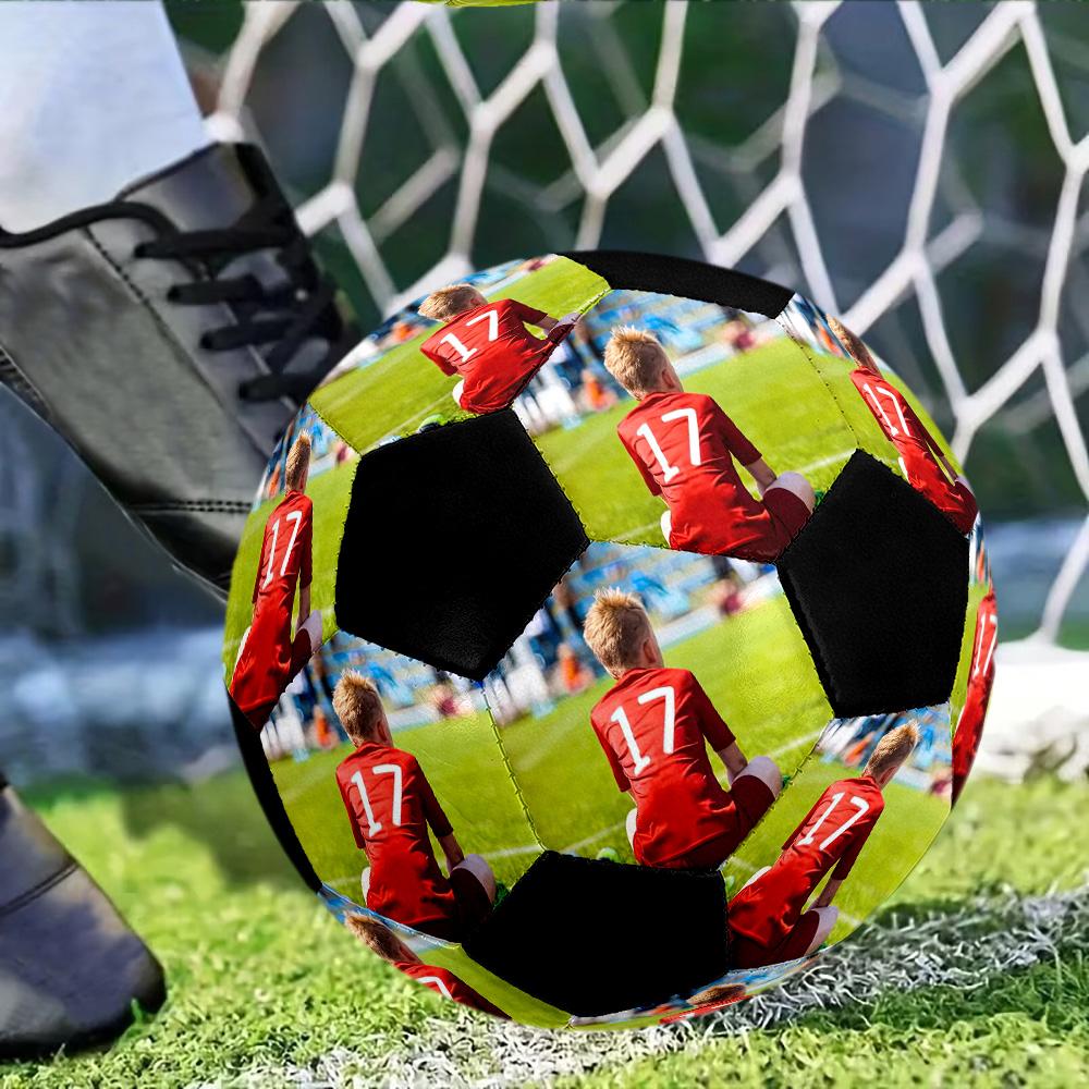Pallone da Calcio Taglia 5 Personalizzato con Foto Giocatore Giovane Cucito a Macchina Allenamento e Partite Indoor/Outdoor Stampa Personalizzata calcio