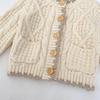 Baumwollstrickjacke mit Farbblock-Besatz für Babys und Kleinkinder – Unisex-Rundhalsausschnitt