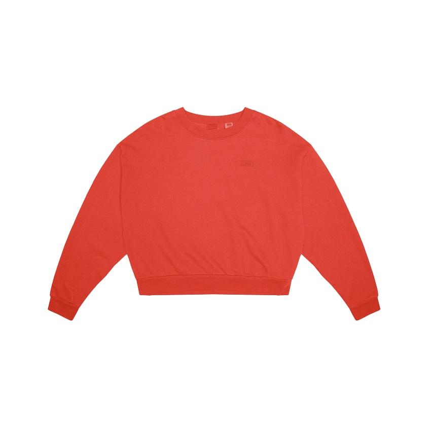 Levis Solid Color Long Sleeve Crew Neck Loose Regular Sweatshirt Women sweatshirt Red 85630-0000