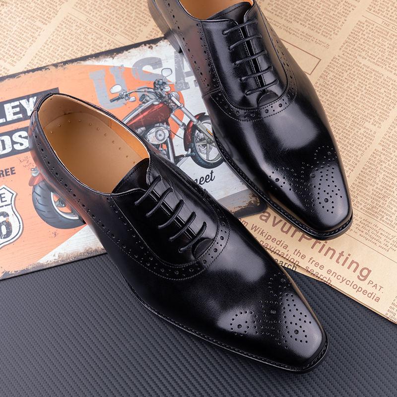 Fashion Wholesale Men Dress Shoes Luxury Handmade Office Business Male's Footwear For Wedding Party Formal Suits' Shoes Genuine Leather