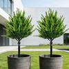 Fake Plants Outdoor Artificial Shrubs Plastic Greenery Leaves Bushes with Ground Stake for Patio Lawn Home Garden Office Decor