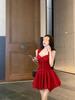 Elegant French Rose Bow Knot Dress - Slimming Waist, Summer Short Skirt for Special Occasions